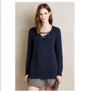 Moth Brand. Navy, open-tie, v-neck